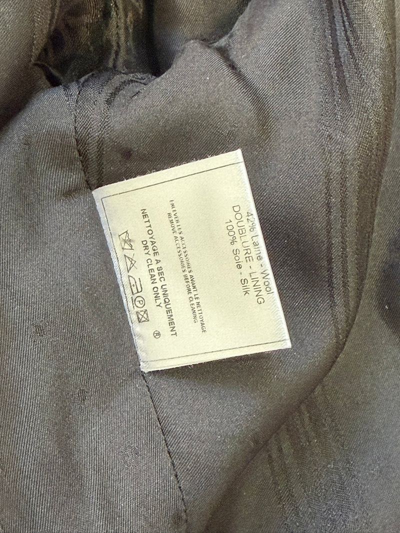 Black jacquard blazer by John Galliano, full length back view