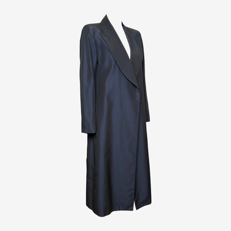 Gucci by Tom Ford S/S 1997 Navy Iridescent Silk Long Coat