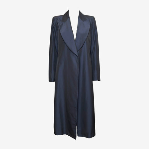 Gucci by Tom Ford S/S 1997 Navy Iridescent Silk Long Coat