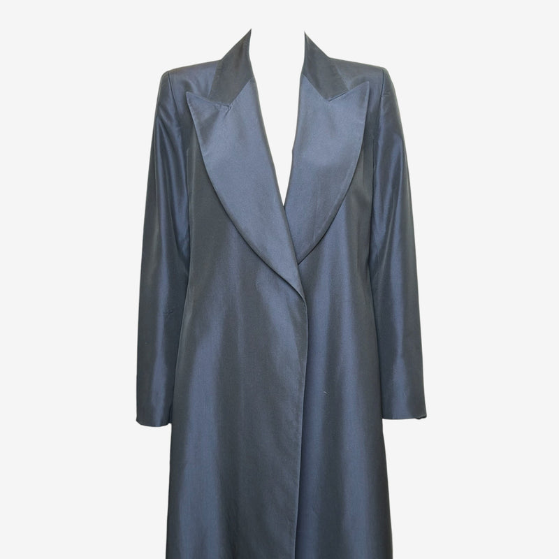 Gucci by Tom Ford S/S 1997 Navy Iridescent Silk Long Coat