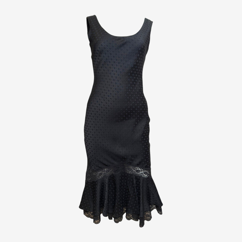Christian Dior by John Galliano S/S 1999 Black Jacquard Lace-Trimmed Slip Dress