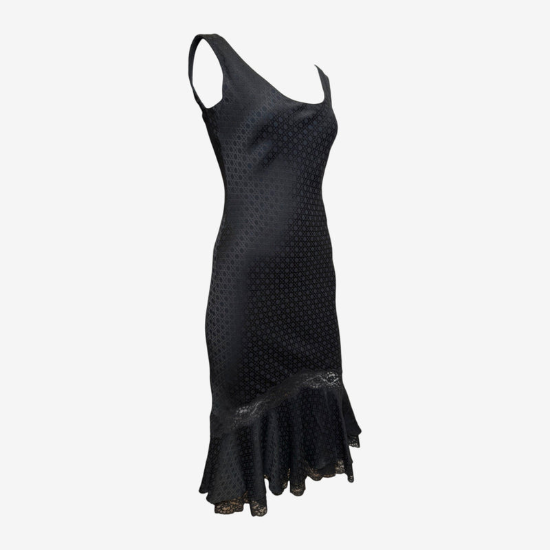 Christian Dior by John Galliano S/S 1999 Black Jacquard Lace-Trimmed Slip Dress