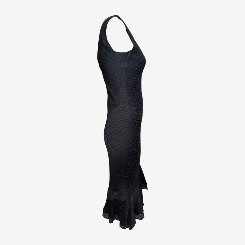 Christian Dior by John Galliano S/S 1999 Black Jacquard Lace-Trimmed Slip Dress