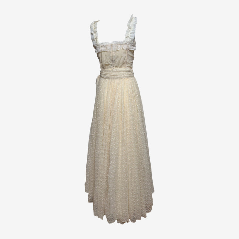 Dolce & Gabbana F/W 1993 Cream Lace Corset Bustier, Full-Length Skirt And Shawl Ensemble