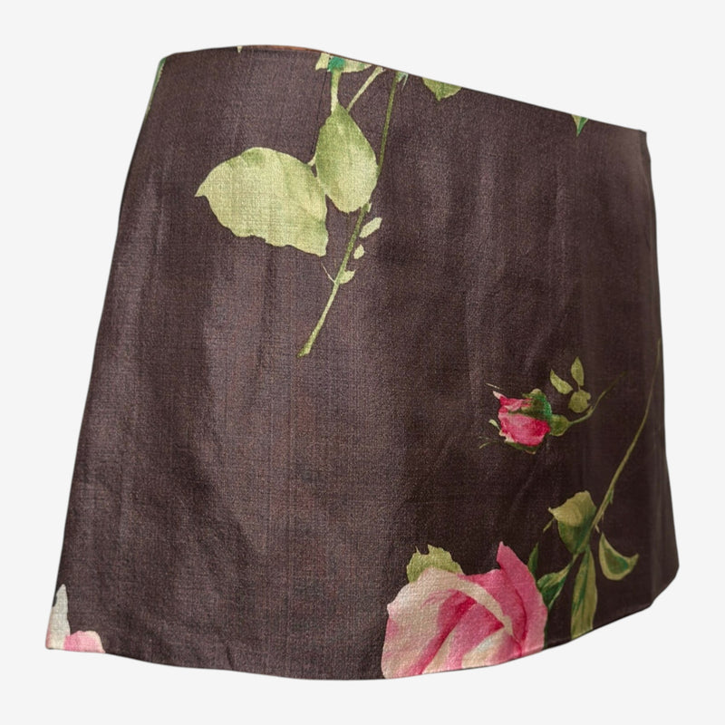 Dolce & Gabbana S/S 2000 Brown Rose-Print Mini Skirt
