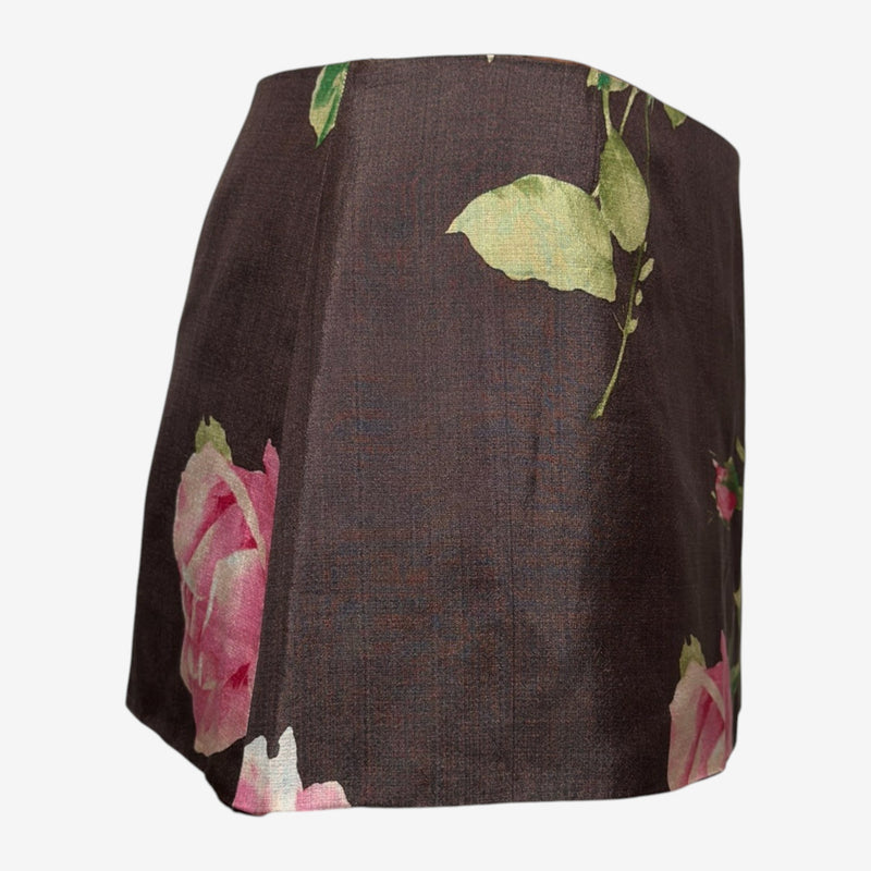 Dolce & Gabbana S/S 2000 Brown Rose-Print Mini Skirt