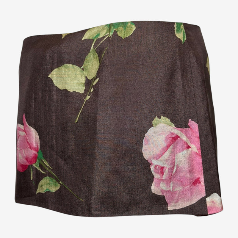Dolce & Gabbana S/S 2000 Brown Rose-Print Mini Skirt