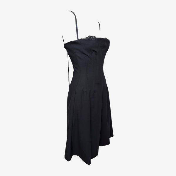 Dolce & Gabbana S/S 2003 Black Lace-Trim Corset-Boned Lace-Up Back Mini Dress