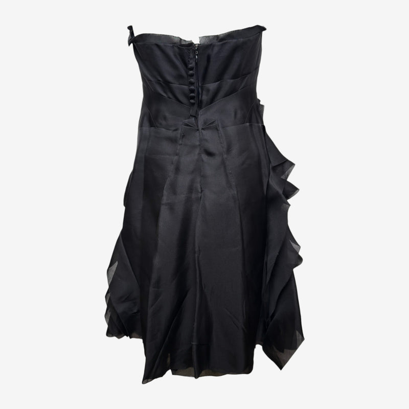Prada S/S 2008 Black Layered Ruffle Strapless Mini Dress