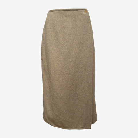 Hermès by Martin Margiela F/W 2000 Taupe Alpaca Wrap Midi Skirt