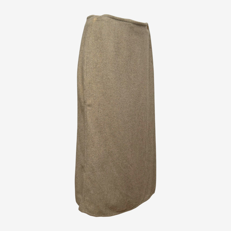 Hermès by Martin Margiela F/W 2000 Taupe Alpaca Wrap Midi Skirt