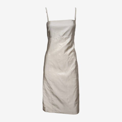 Prada F/W 1998 Silver-Ivory Panelled Midi Slip Dress