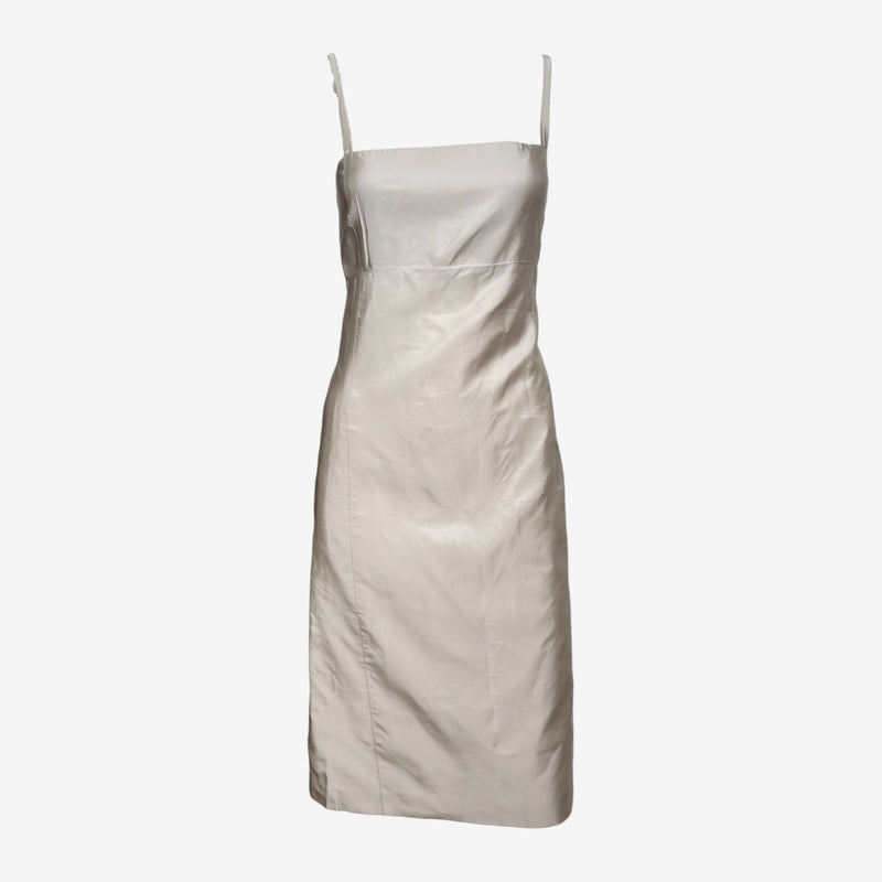 Prada F/W 1998 Silver-Ivory Panelled Midi Slip Dress