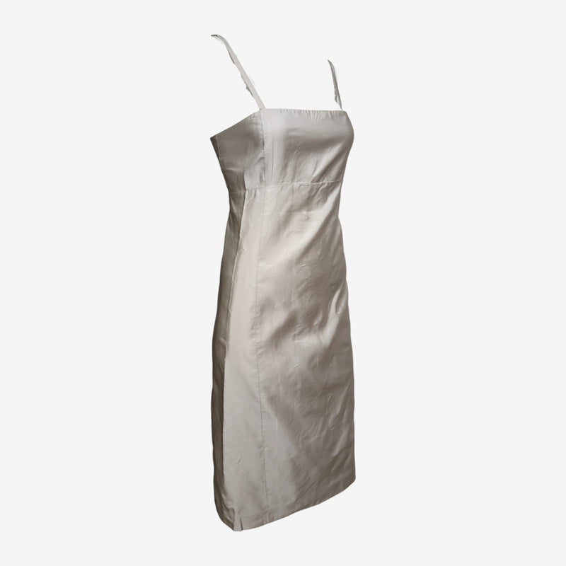 Prada F/W 1998 Silver-Ivory Panelled Midi Slip Dress