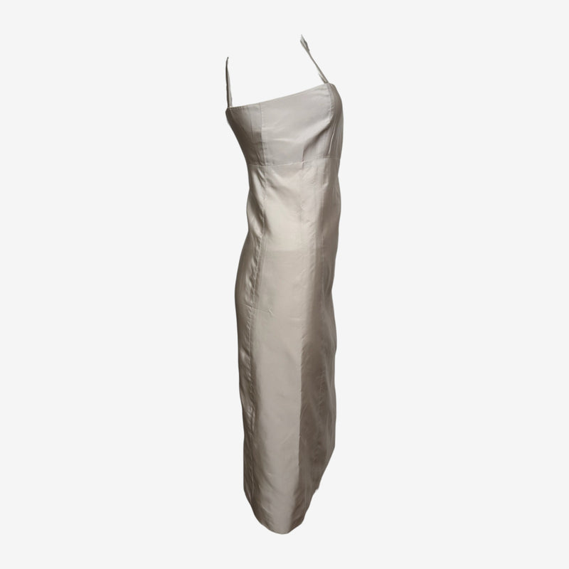 Prada F/W 1998 Silver-Ivory Panelled Midi Slip Dress
