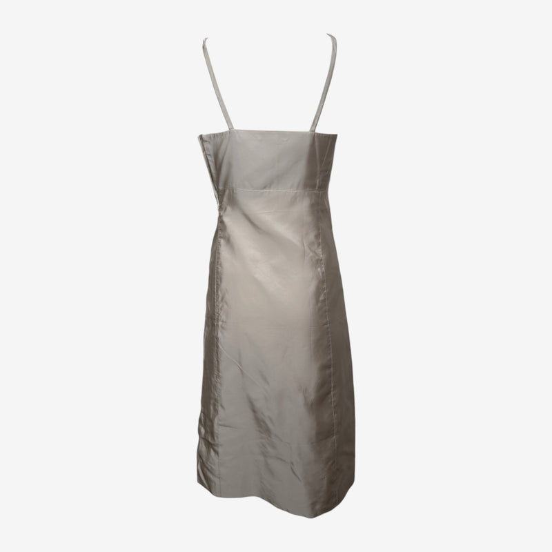 Prada F/W 1998 Silver-Ivory Panelled Midi Slip Dress