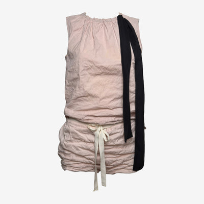 Prada S/S 2009 Blush Pink Ruched Drawstring Romper With Contrast Sash