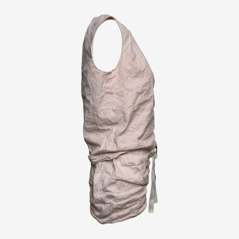 Prada S/S 2009 Blush Pink Ruched Drawstring Romper With Contrast Sash