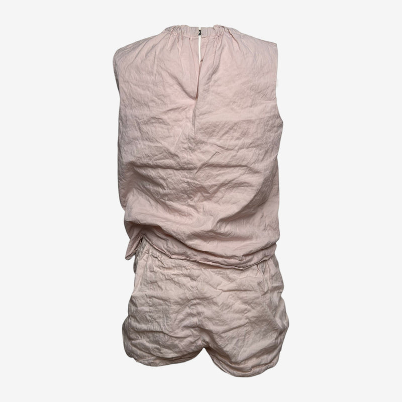 Prada S/S 2009 Blush Pink Ruched Drawstring Romper With Contrast Sash