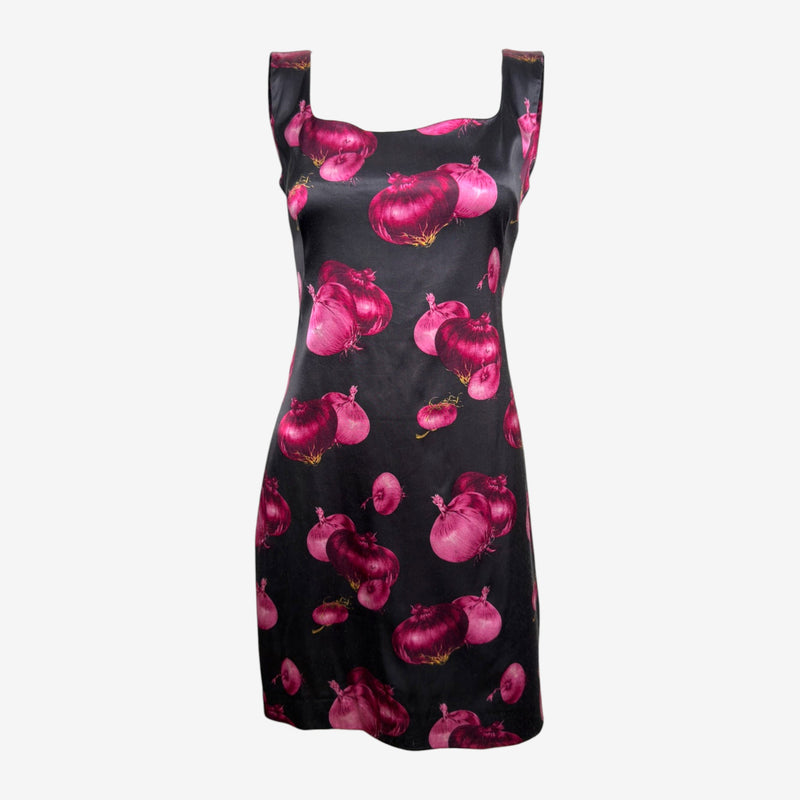 D&G S/S 1999 Black Onion-Print Satin Mini Dress