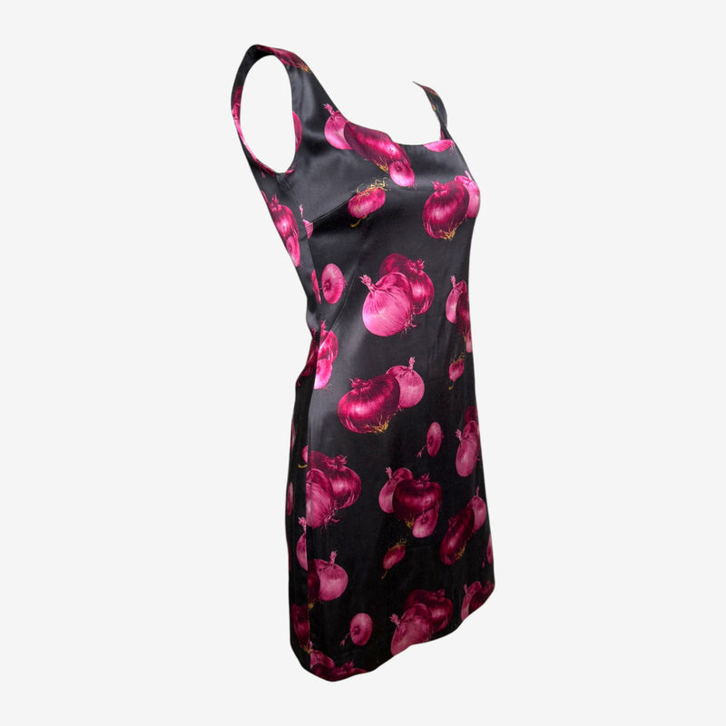 D&G S/S 1999 Black Onion-Print Satin Mini Dress