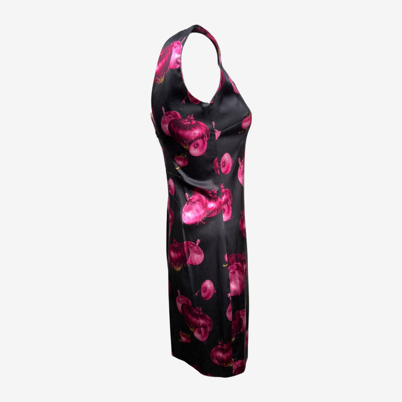 D&G S/S 1999 Black Onion-Print Satin Mini Dress