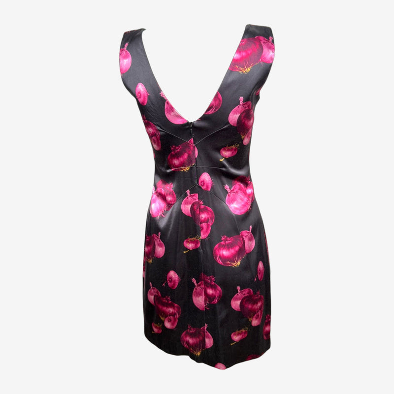 D&G S/S 1999 Black Onion-Print Satin Mini Dress