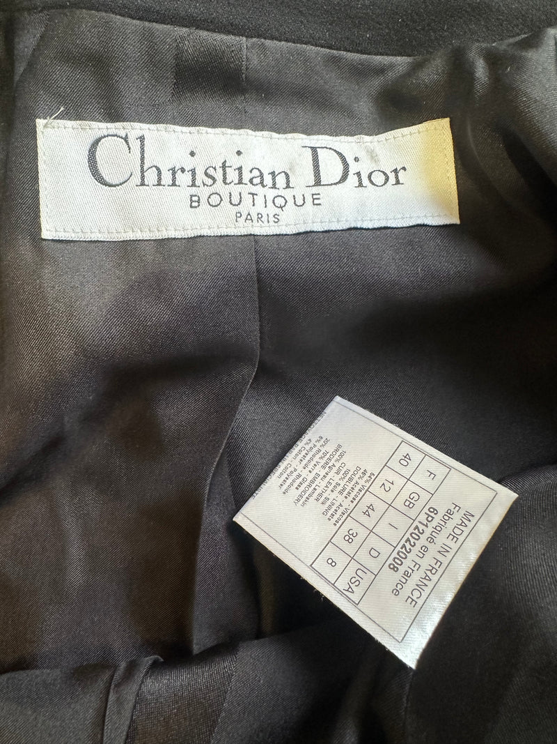 Christian Dior by John Galliano S/S 2006 Black Beaded Floral Leather-Trimmed Bar Jacket