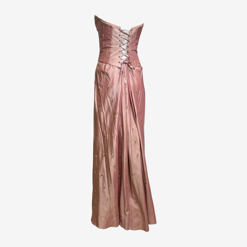 A-line maxi skirt from Lolita Lempicka S/S 2000 ensemble with embroidered floral motifs