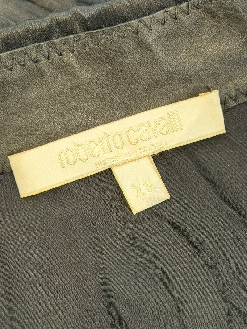 Roberto Cavalli 2003 silk shirt, full length view with fitted silhouette and textured fabric