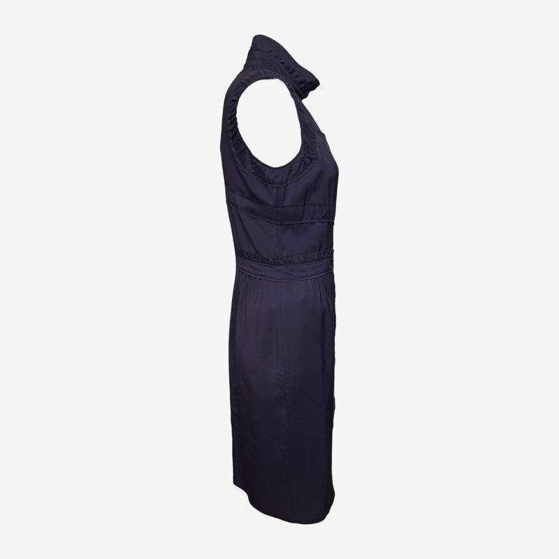 Purple silk dress by Yves Saint Laurent Tom Ford, sleeveless silhouette, back view