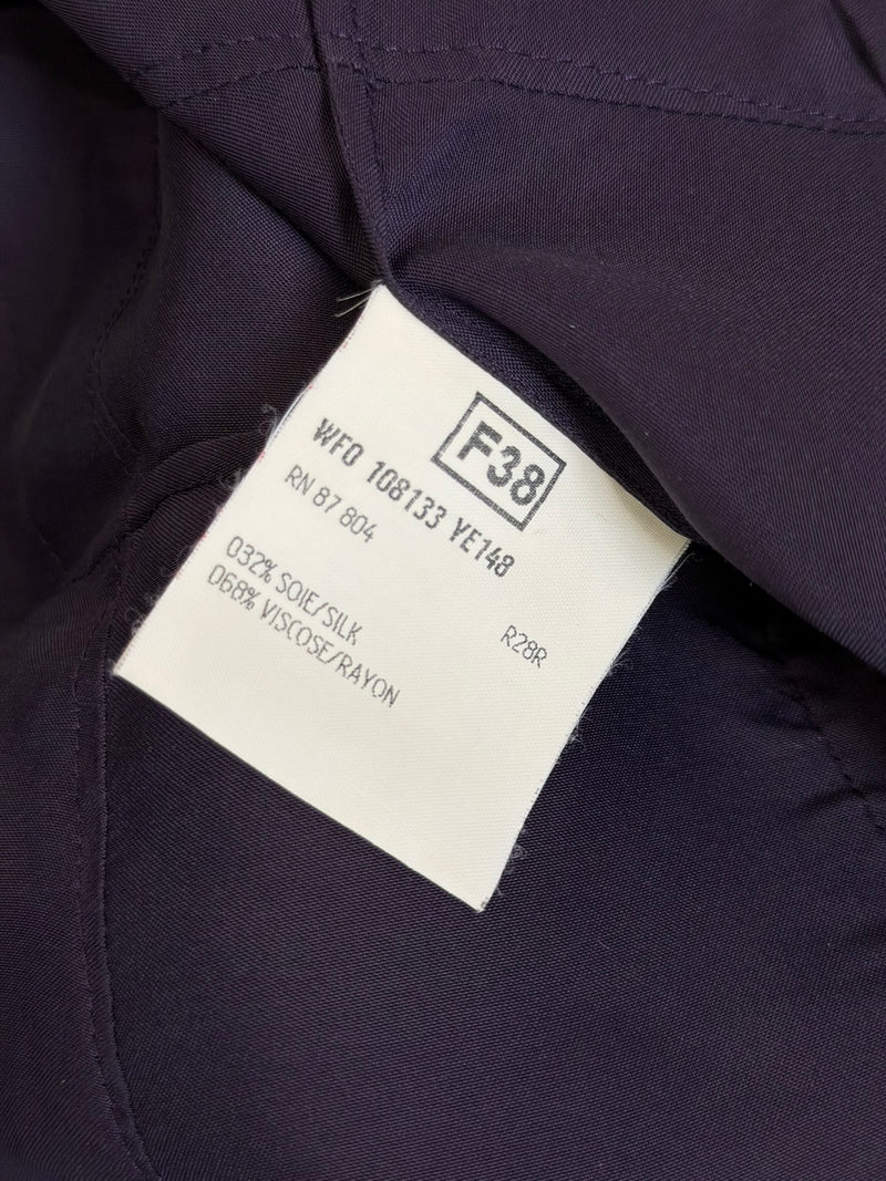 Purple silk dress by Yves Saint Laurent Tom Ford, topstitching detail, fabric texture