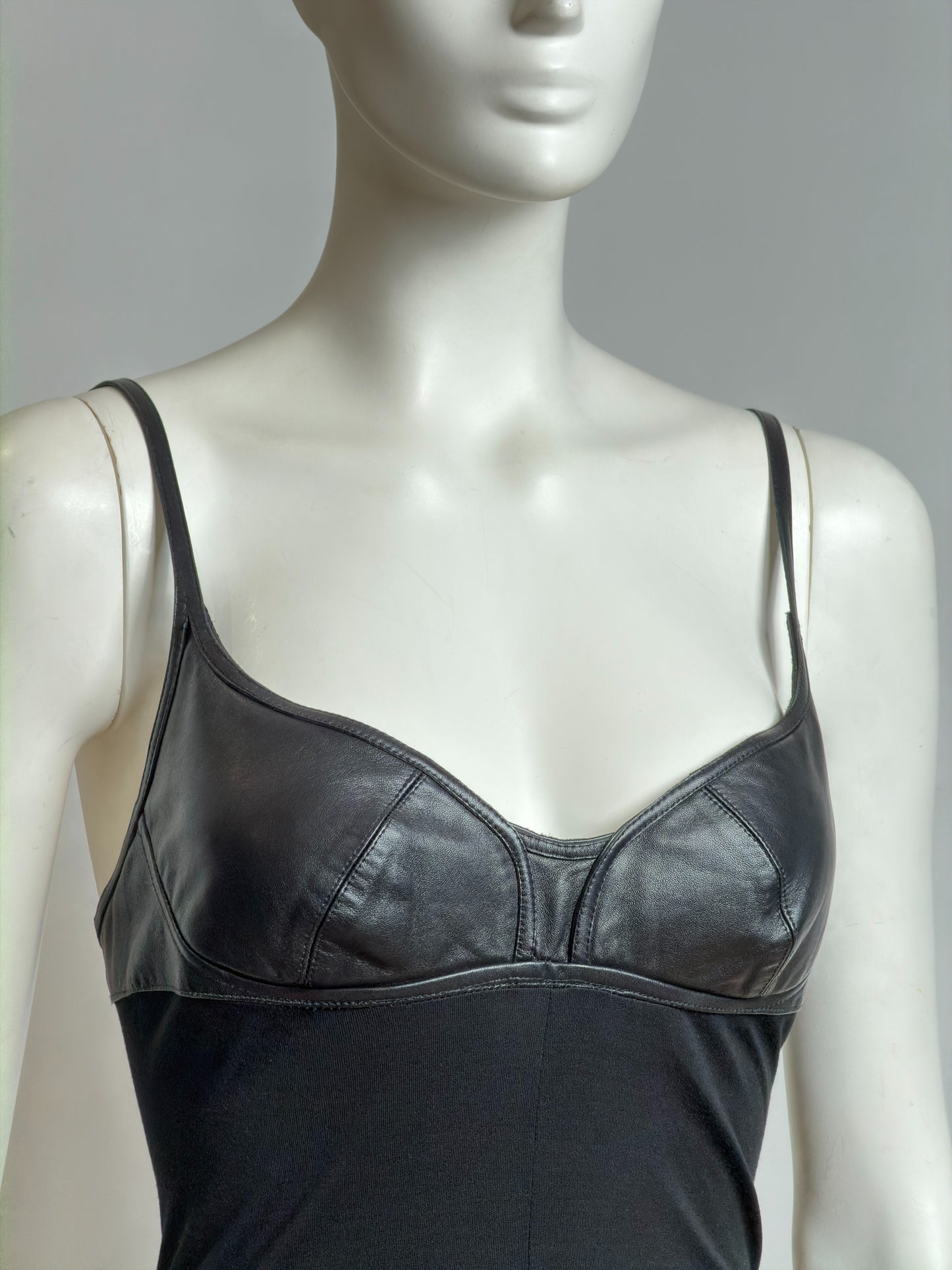 Alexander McQueen F/W 2003 Black Draped Leather-Cup Dress