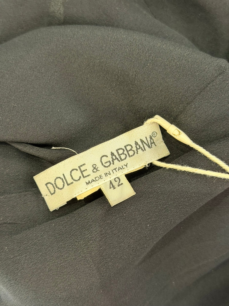 Black silk sheath dress by Dolce & Gabbana F/W 1998, full-length back view