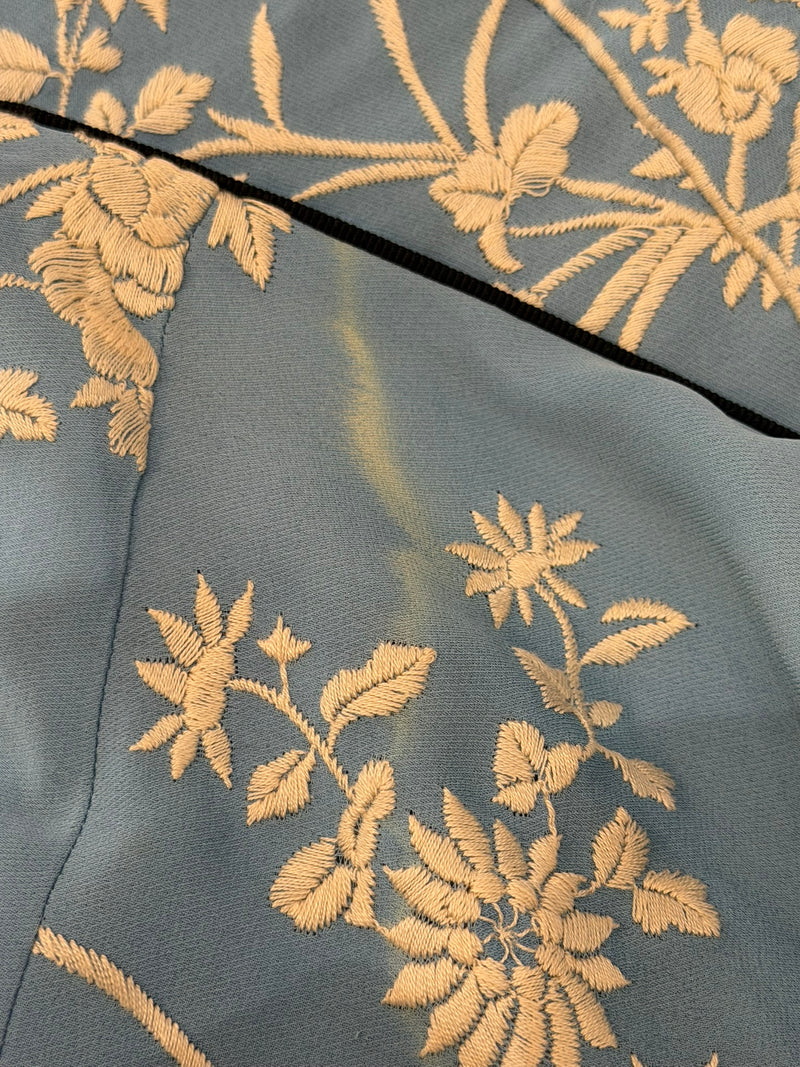 Dolce & Gabbana S/S 1997 Blue Embroidered Silk Wrap Skirt
