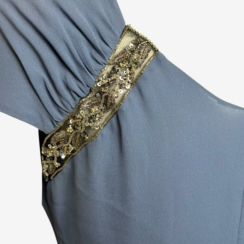 Hemline detail of Valentino dress showing elaborate beaded and sequined trim