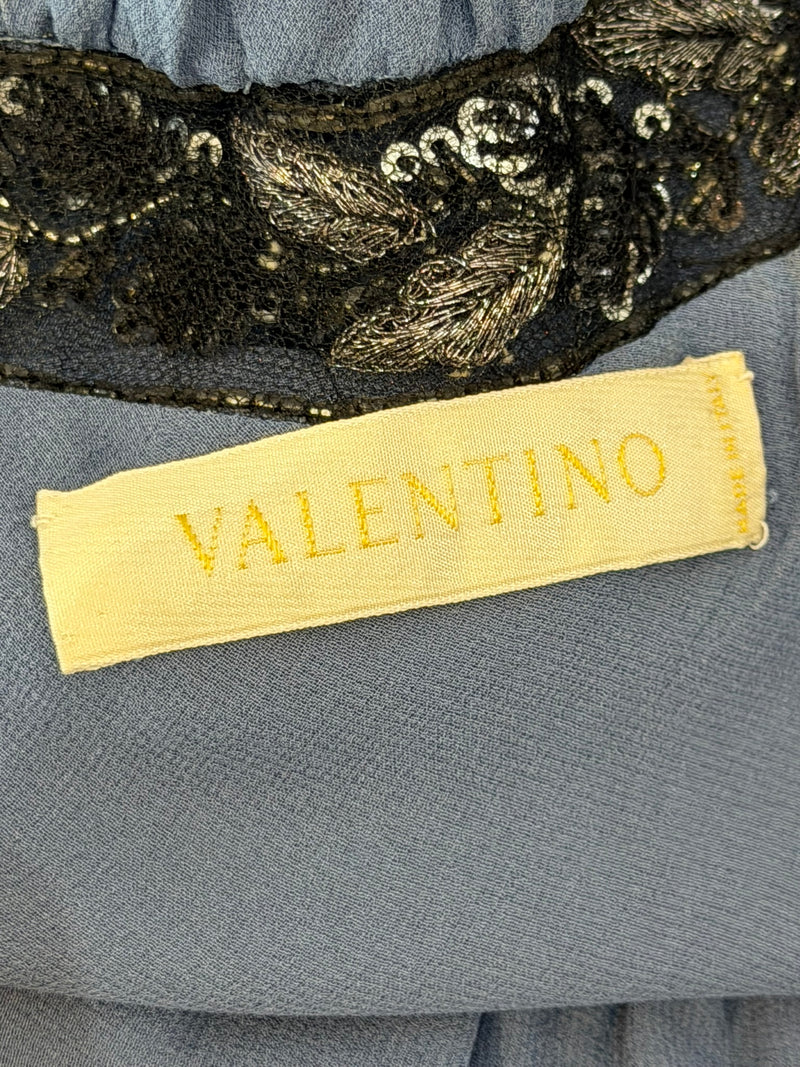 Full length front view of Valentino S/S 2006 silk jersey dress with deep V-neck