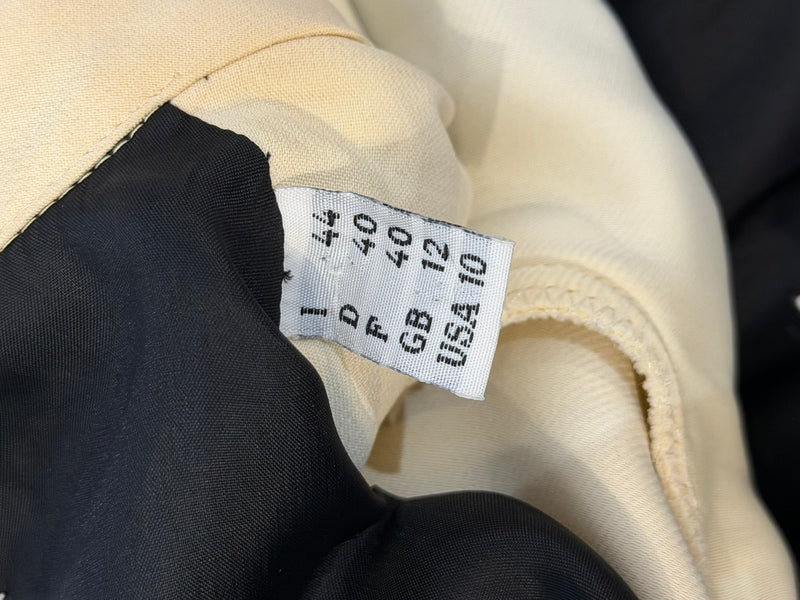 Moschino Couture ensemble detail, waistcoat lining and princess seaming