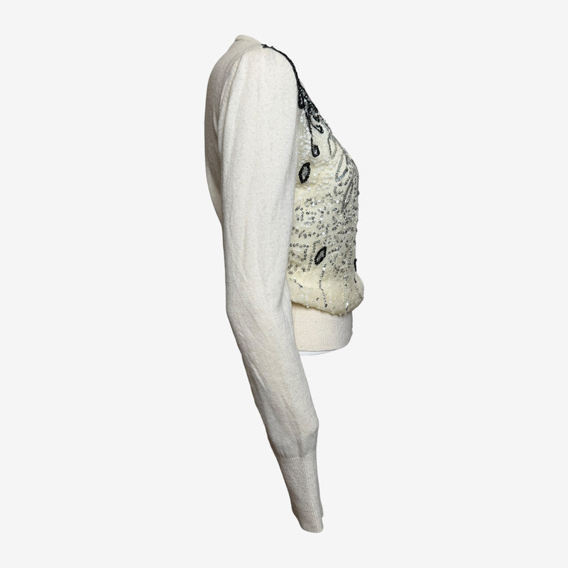 Blumarine cashmere blend cardigan with crystal and silver sequin detailing