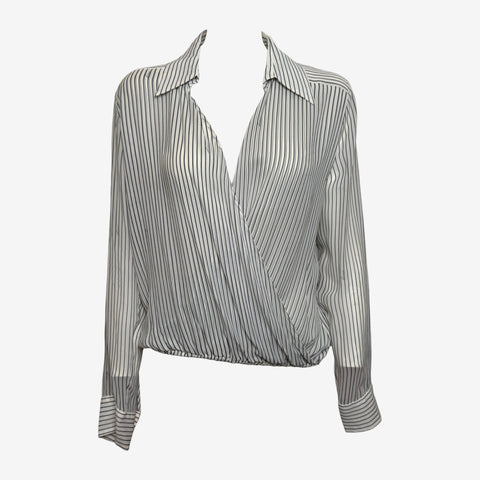 Gucci S/S 2002 Striped Silk Wrap Blouse