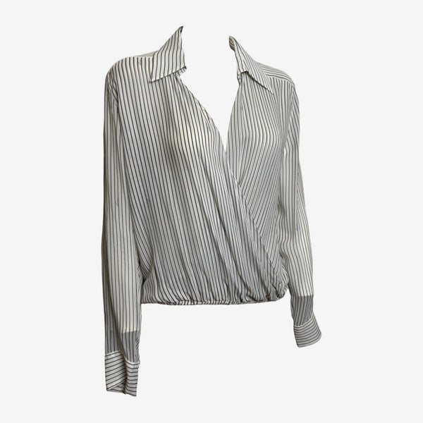 Gucci S/S 2002 Striped Silk Wrap Blouse
