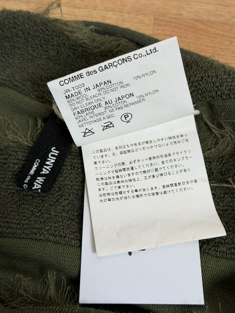 Olive tiered one-shoulder maxi dress by Junya Watanabe, F/W 2006, construction detail