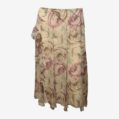 Blumarine SS2002 Rose Print Silk Chiffon Wrap Skirt