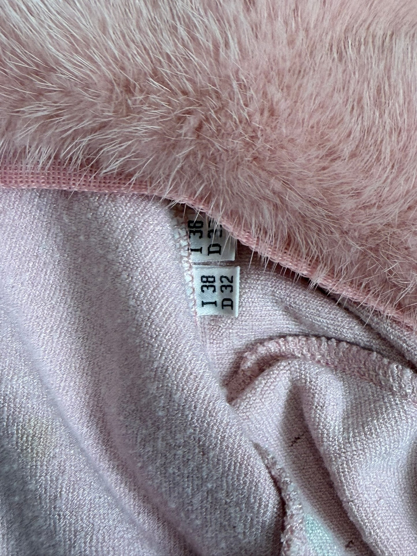 Blumarine F/W 1999 Pink Fur-Trim Cardigan and Floral Chiffon Skirt Ensemble