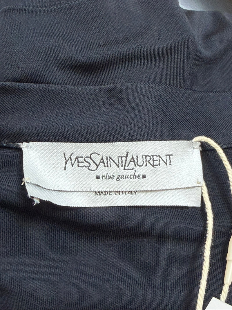 Black jersey top by Yves Saint Laurent, Tom Ford era, neckline and construction detail
