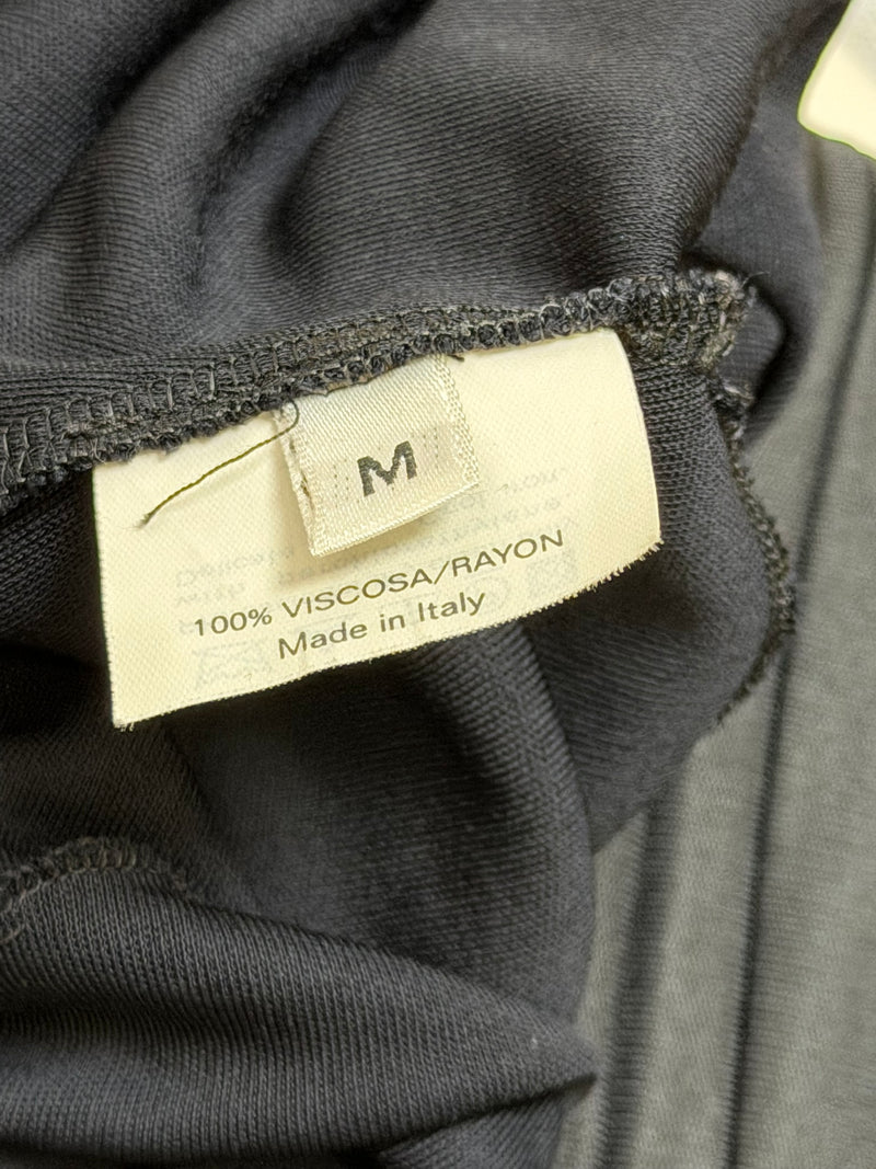 Black jersey top and tiered chiffon skirt by Yves Saint Laurent, Tom Ford era, label detail