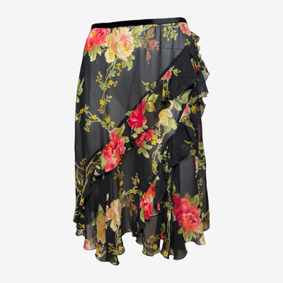 Blumarine F/W 1999 Floral Print Silk Wrap Skirt