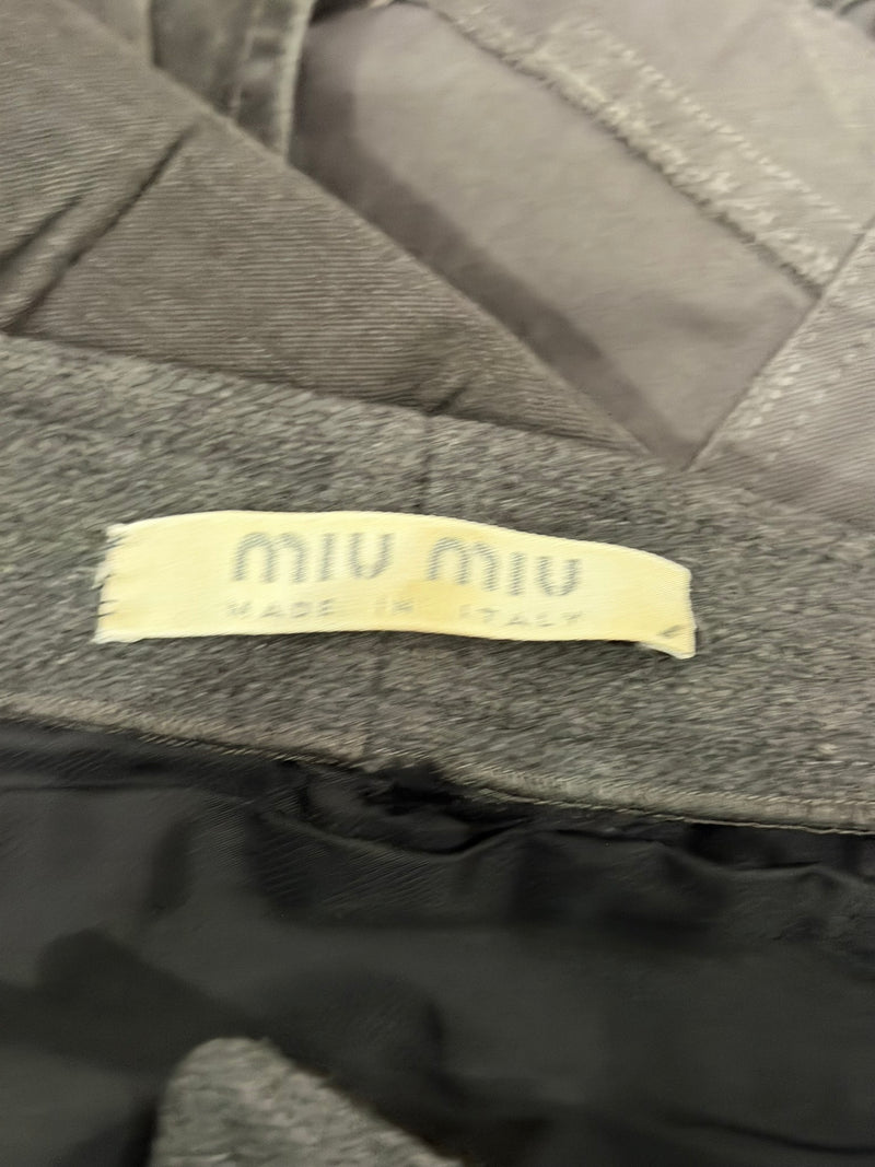 Miu Miu F/W 1999 jacket and skirt ensemble, detail of wool fabric texture