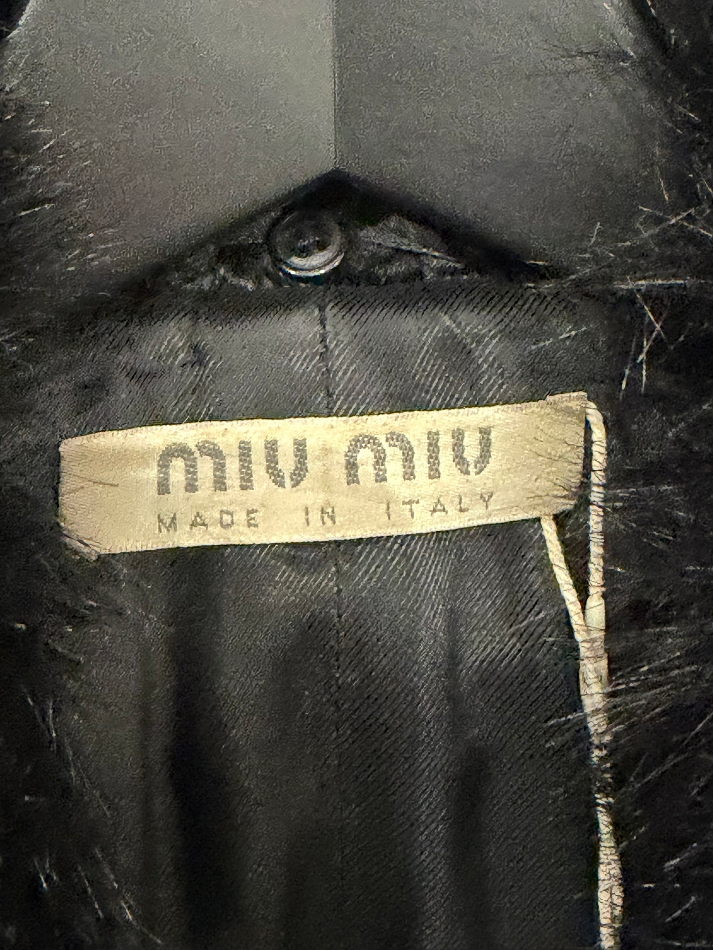 Miu Miu FW2000 Faux Fur Black Coat with Detachable Collar