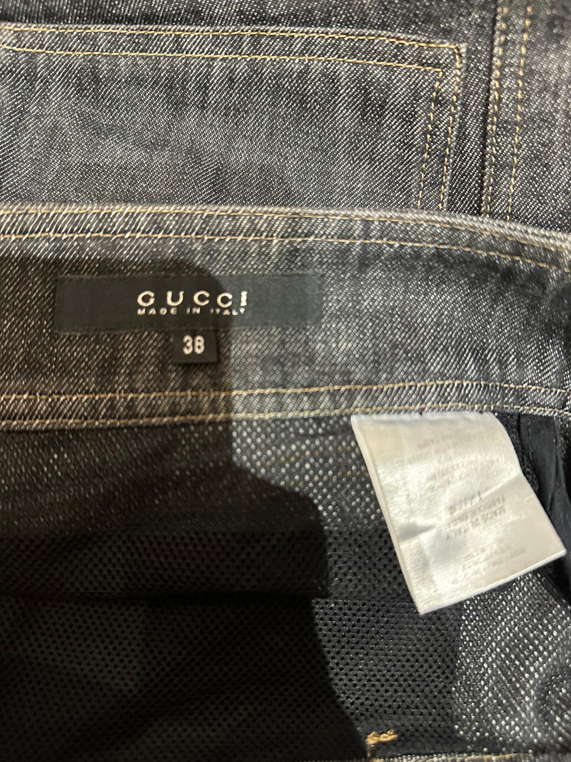 Gucci by Tom Ford S/S 2002 Dark Indigo Lace-Up Denim Mini Skirt